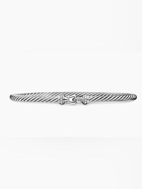 David Yurman Buckle Classic Cable Bracelet with Diamonds, 3mm
